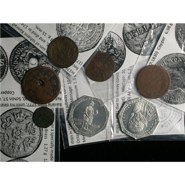Lot of 5 German State Coins ca.1700s- 1820s and 2 Notgeld