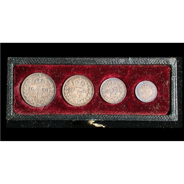 Great Britain 1890 Maundy Set in original Victorian Case
