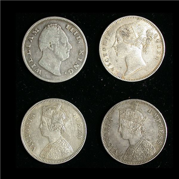 India Lot of Silver Rupees, William IV and Victoria