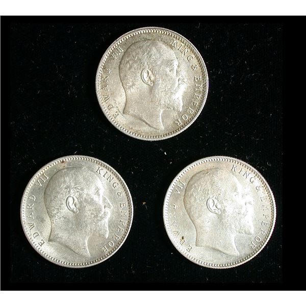 India Trio of Edward VII Silver Rupees, 1903-6