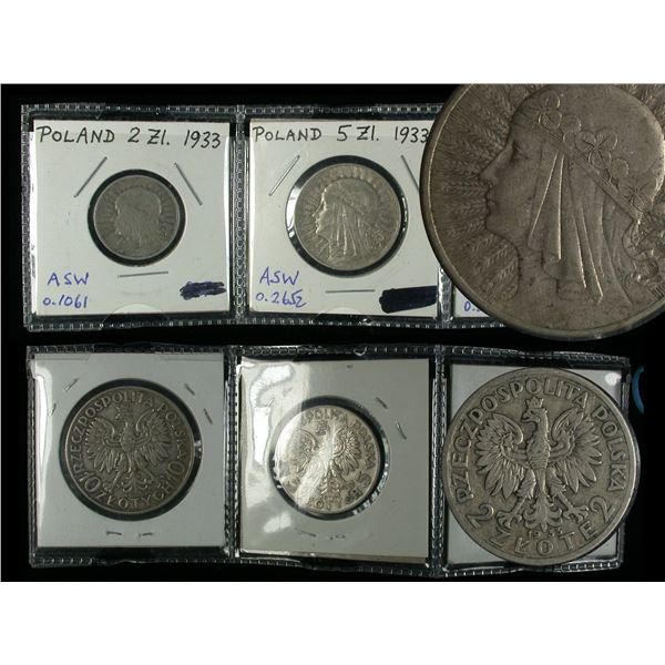 Poland Lot of 3 Silver Coins, 1933-33