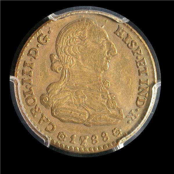 Spain 2 Escudos 1788 Charles III, PCGS XF-45