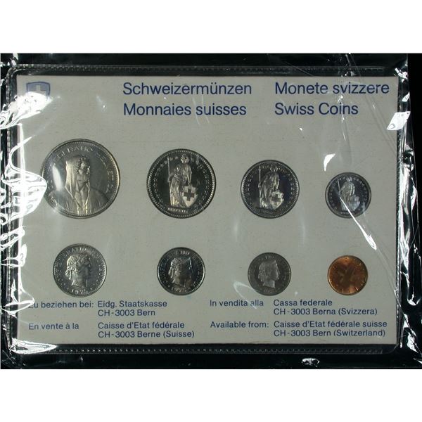 Switzerland 1975 Mint Set of 8 Coins
