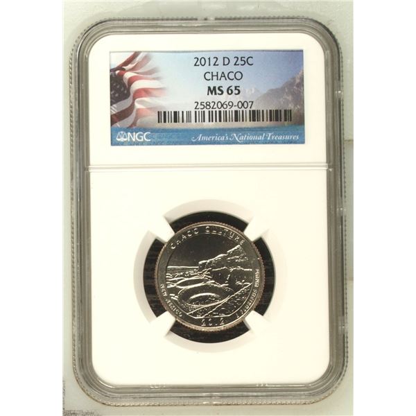United States 2012-D Twenty-five Cents Chaco, NGC MS-65