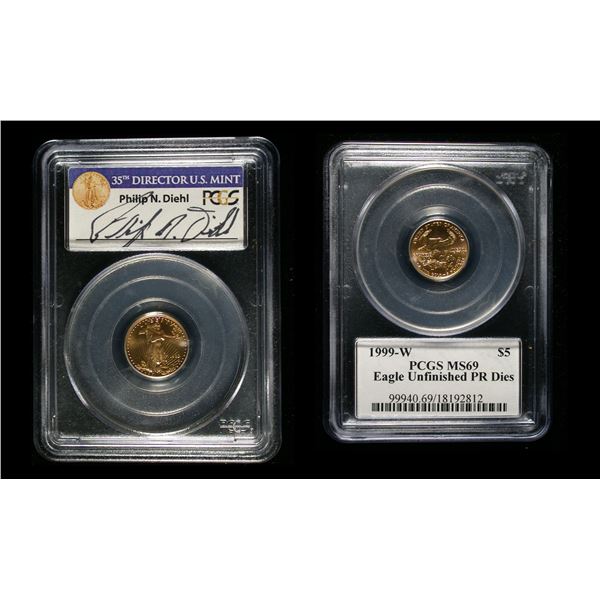United States 1999-W $5. Gold Unfinished Dies, Director Signed