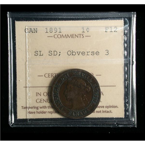 1891 One Cent, Small Leaves Small Date