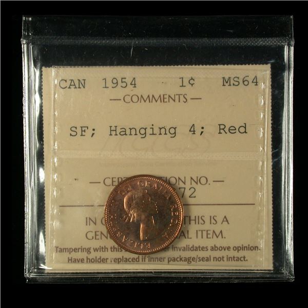1954 Shoulder Fold One Cent, Hanging 4