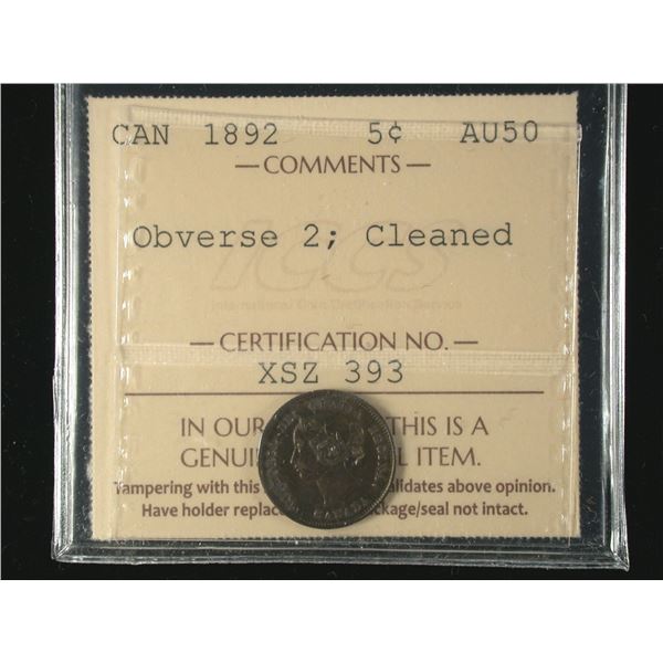 1892 Five Cents, Obverse 2