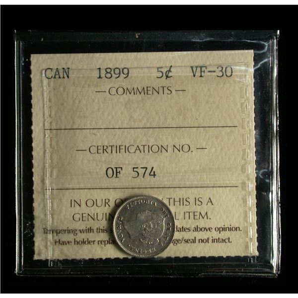 1899 Five Cents, ICCS VF-30