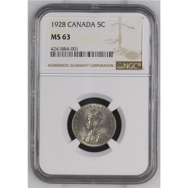 1928 Five Cents NGC MS-63