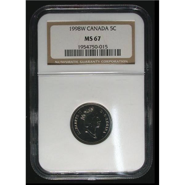 1998-W Five Cents NGC MS-67