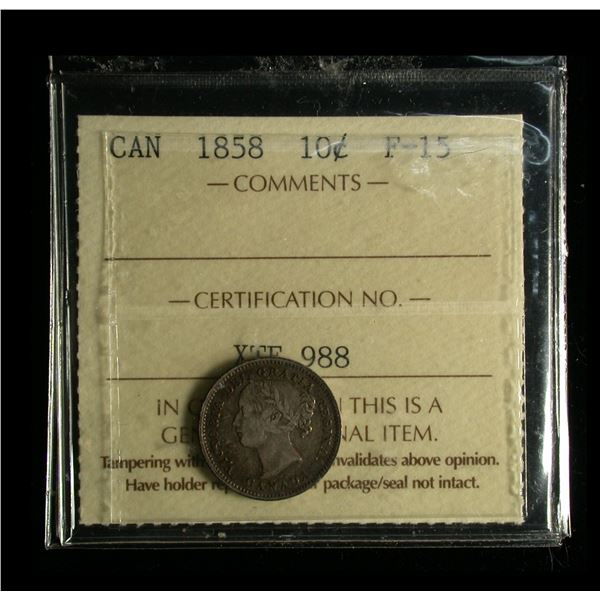 1858 Ten Cents, ICCS Fine-15