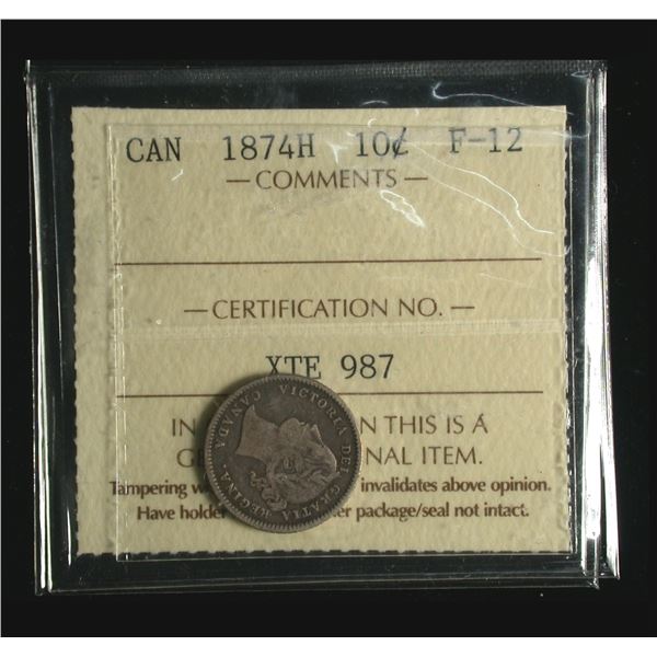 1874H Ten Cents, ICCS Fine-12