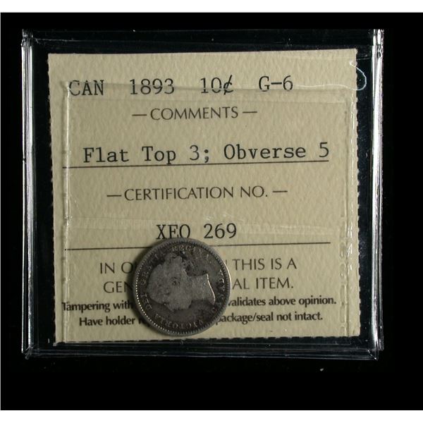 1893 Ten Cents, Flat Top 3