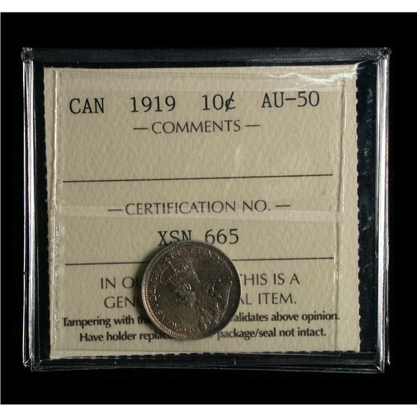 1919 Ten Cents, ICCS AU-50