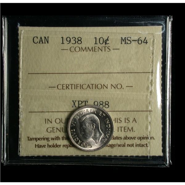1938 Ten Cents, ICCS MS-64