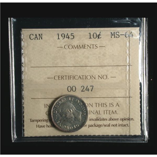 1945 Ten Cents, ICCS MS-64