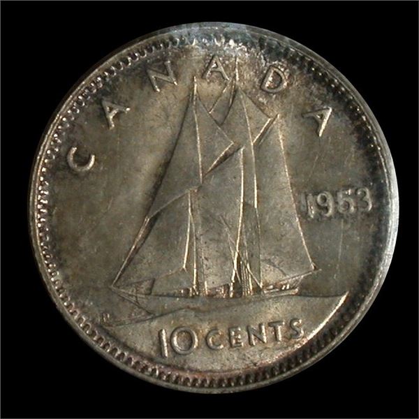 1953 Ten Cents, Shoulder Fold