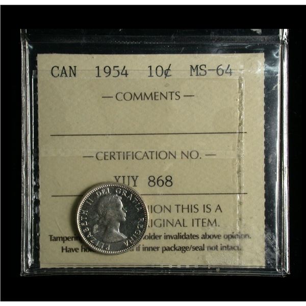 1954 Ten Cents, ICCS MS-64