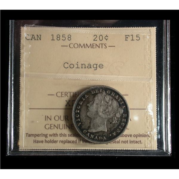 1858 Twenty Cents, ICCS Fine-15