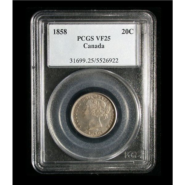 1858 Twenty Cents, PCGS VF-25