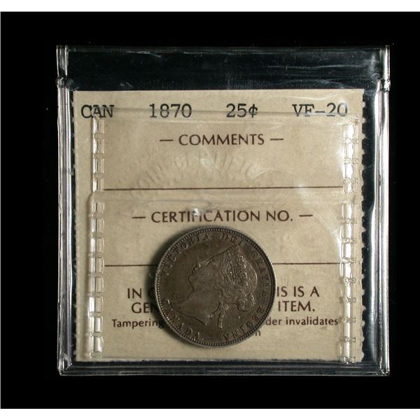 1870 Twenty-five Cents, ICCS VF-20