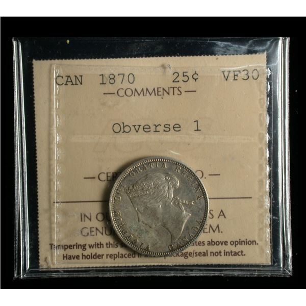 1870 Twenty-five Cents, ICCS VF-30