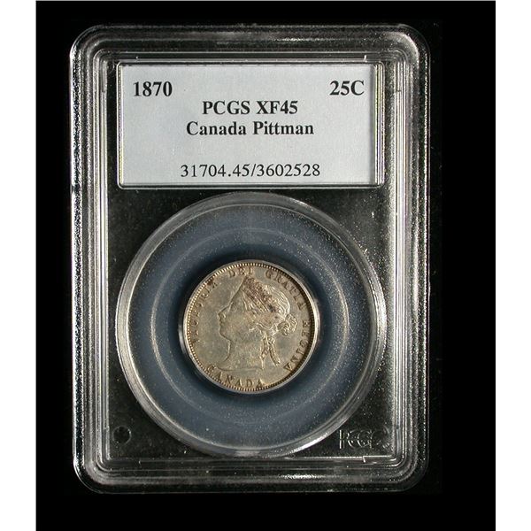 1870 Twenty-five Cents PCGS XF-45, Ex. Pittman