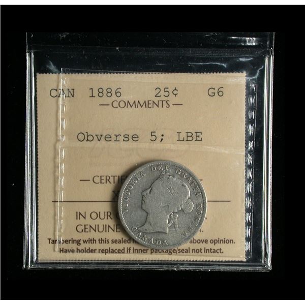 1886 Twenty-five Cents, Obverse 5
