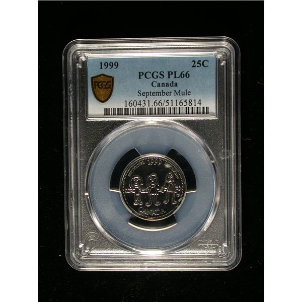 1999 Twenty-five Cents September Mule Error, PCGS PL-66