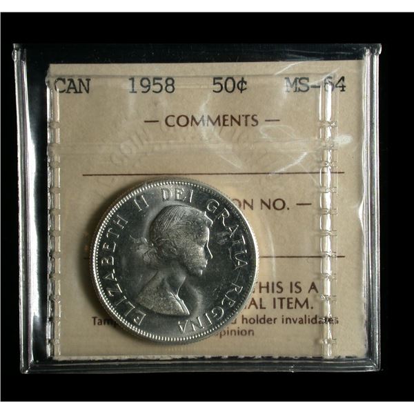 1958 Fifty Cents, ICCS MS-64