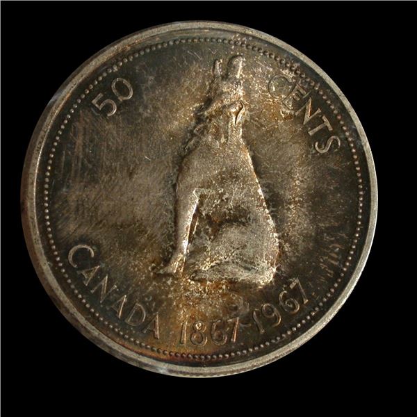 1967 Fifty Cents Centennial Wolf, ICCS MS-65