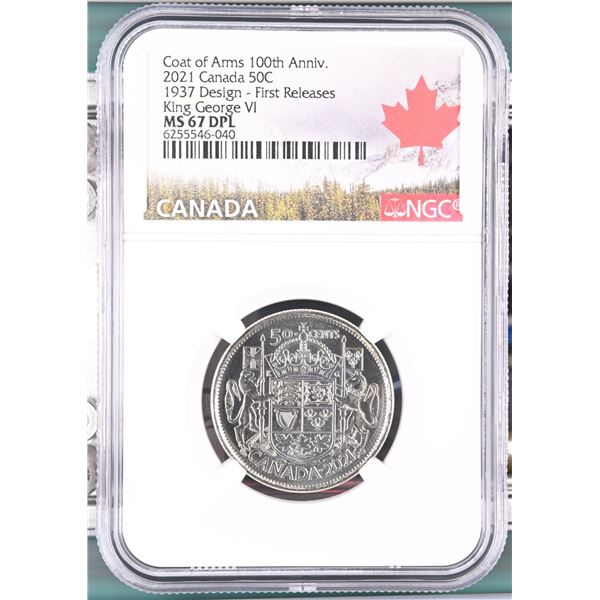 2021 Fifty Cents Coat of Arms 100th, George VI Obverse