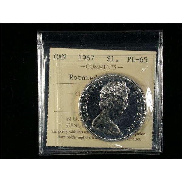 1967 One Dollar Centennial Rotated Dies, ICCS PL-65