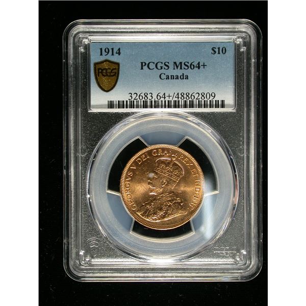 Canada 1914 Ten Dollars Gold, PCGS MS-64+
