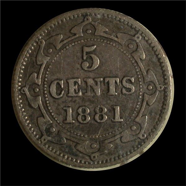 Newfoundland 1881 Five Cents, ICCS VF-20