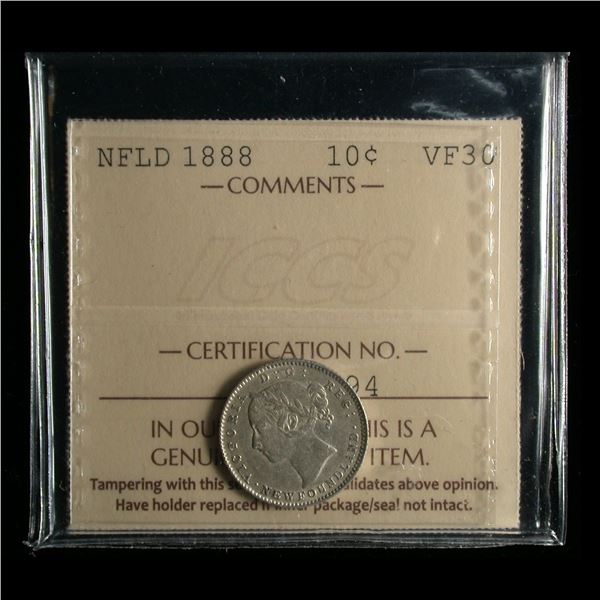 Newfoundland 1888 Ten Cents, ICCS VF-30