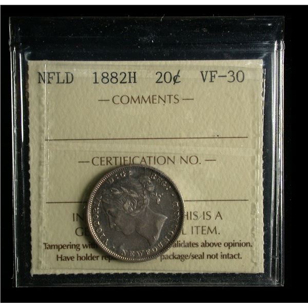Newfoundland 1882H Twenty Cents, ICCS VF-30