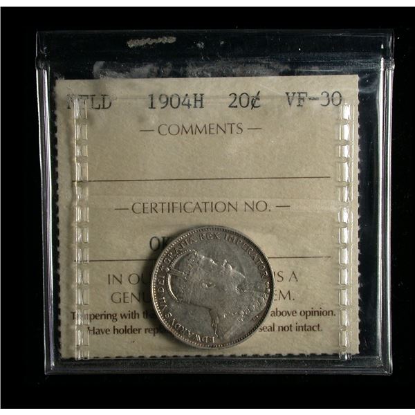 Newfoundland 1904H Twenty Cents, ICCS VF-30