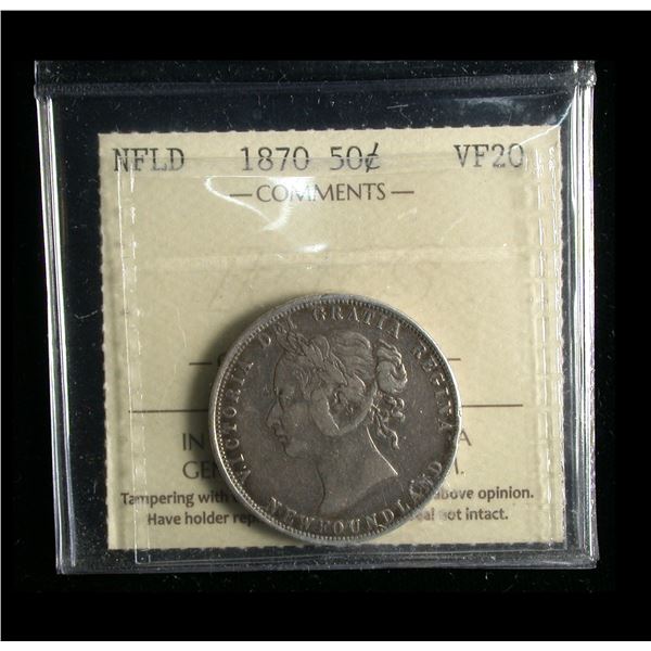 Newfoundland 1870 Fifty Cents, ICCS VF-20