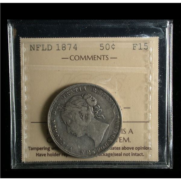 Newfoundland 1874 Fifty Cents, ICCS Fine-15