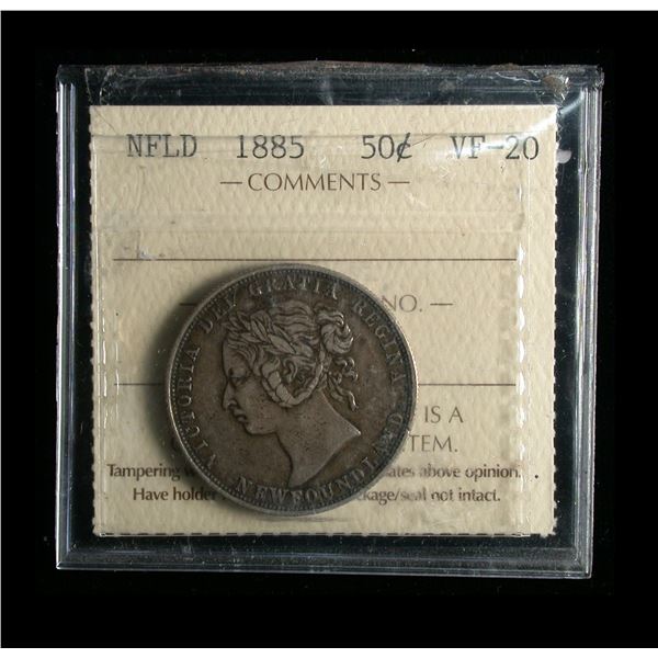 Newfoundland 1885 Fifty Cents, ICCS VF-20