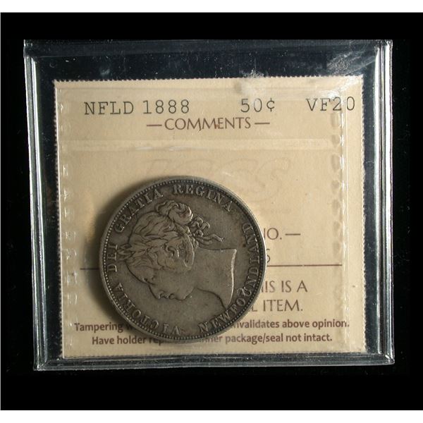 Newfoundland 1888 Fifty Cents, ICCS VF-20