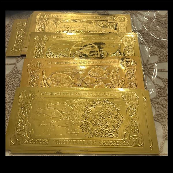 Antigua & Barbuda Thirty Dollar Gold Foil Notes, Lot of 20