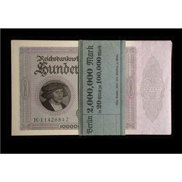 Germany Weimar Republic 100,000 Marks 1923, Original Bundle