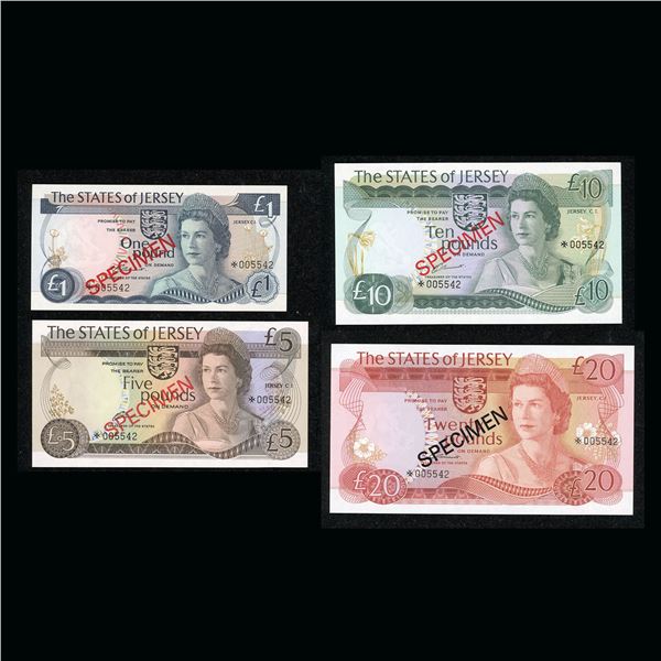 Jersey Set of 4 Specimen Notes, 1 to 20 Pounds
