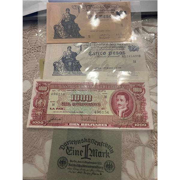 World Banknote Lot, Asia Europe and Central America