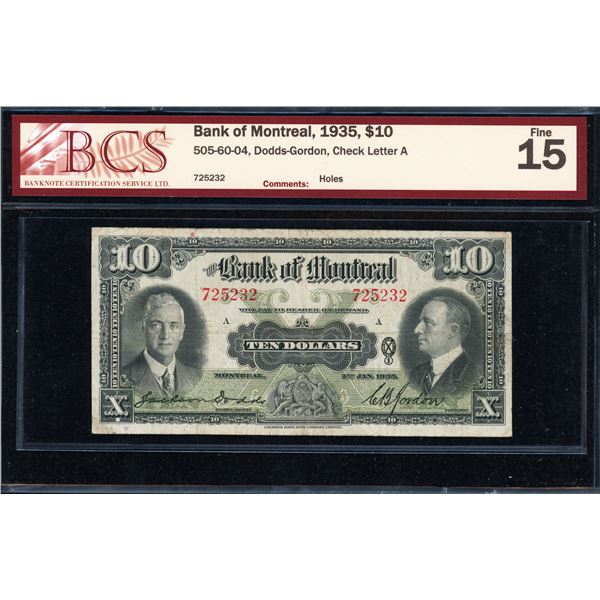 Bank of Montreal Ten Dollars 1935