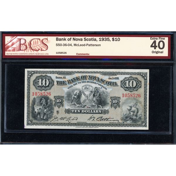 Bank of Nova Scotia Ten Dollars 1935, EF-40