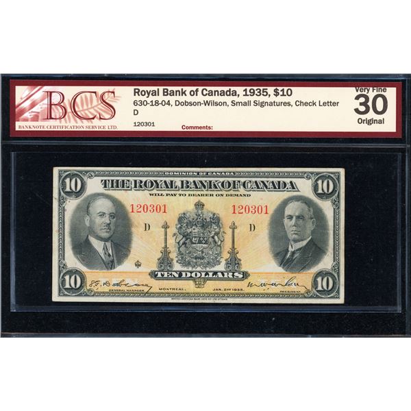 Royal Bank of Canada Ten Dollars 1935